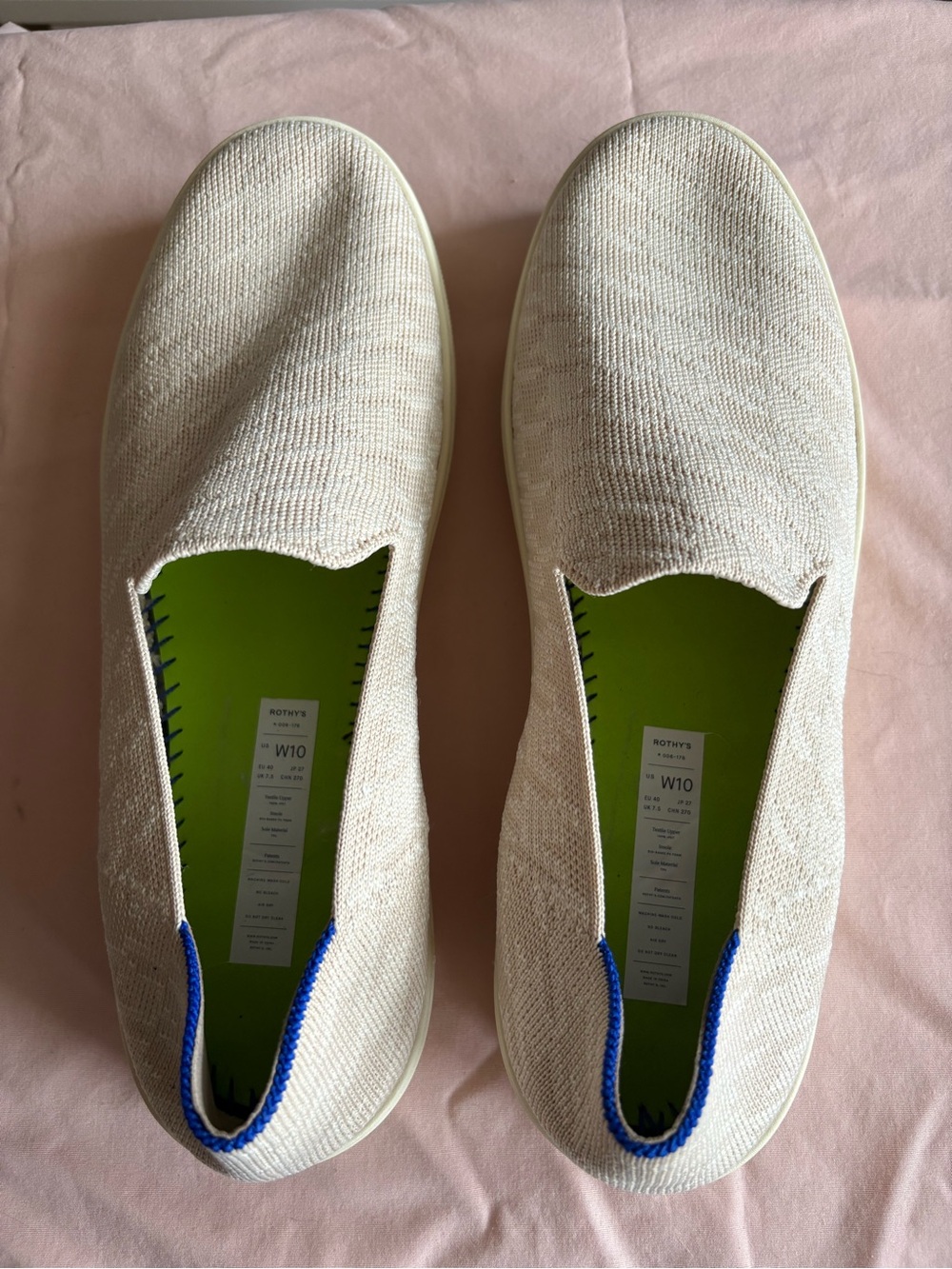 Rothy's Cream Herringbone Original Slip On Sneaker